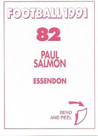 1991 Select AFL Stickers #82 Paul Salmon Back